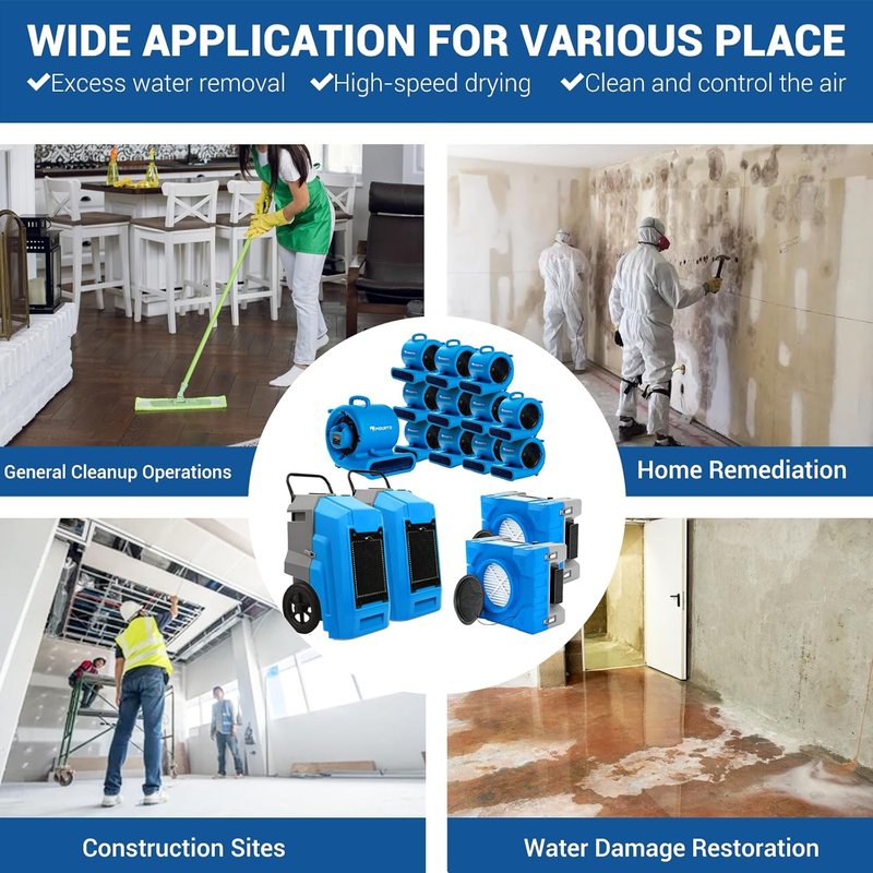 Water Damage Restoration Combo Package - 12 Air Movers, 2 Air Scrubbers & 2 LGR Dehumidifiers