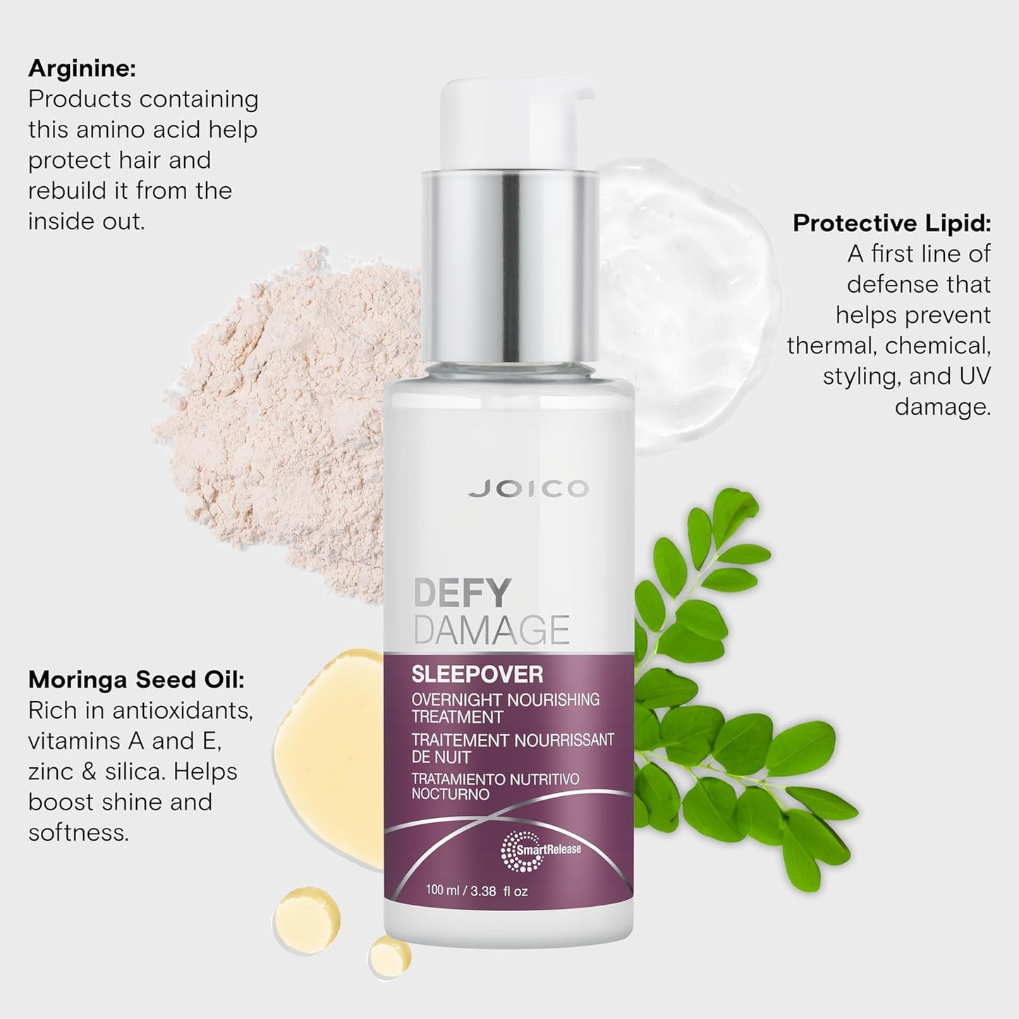 Joico Defy Damage Sleepover Treatment - Nourishing Overnight Formula | Strengthens Hair & Reduces Breakage | With Arginine & Keratin