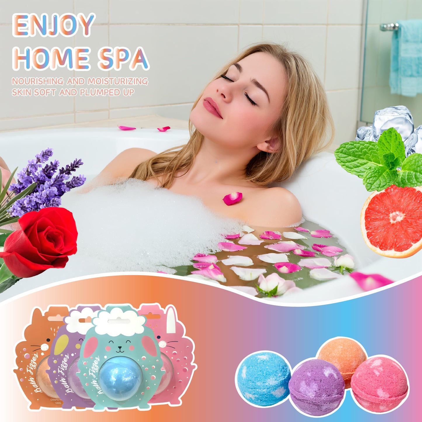 Bath Bombs for Women Gift Set,Handmade SPA Bubble Bath for Relaxing,Gift for Her/Him, Women, Wife, Mother,Four Styles and Four Fragrance（8pack）
