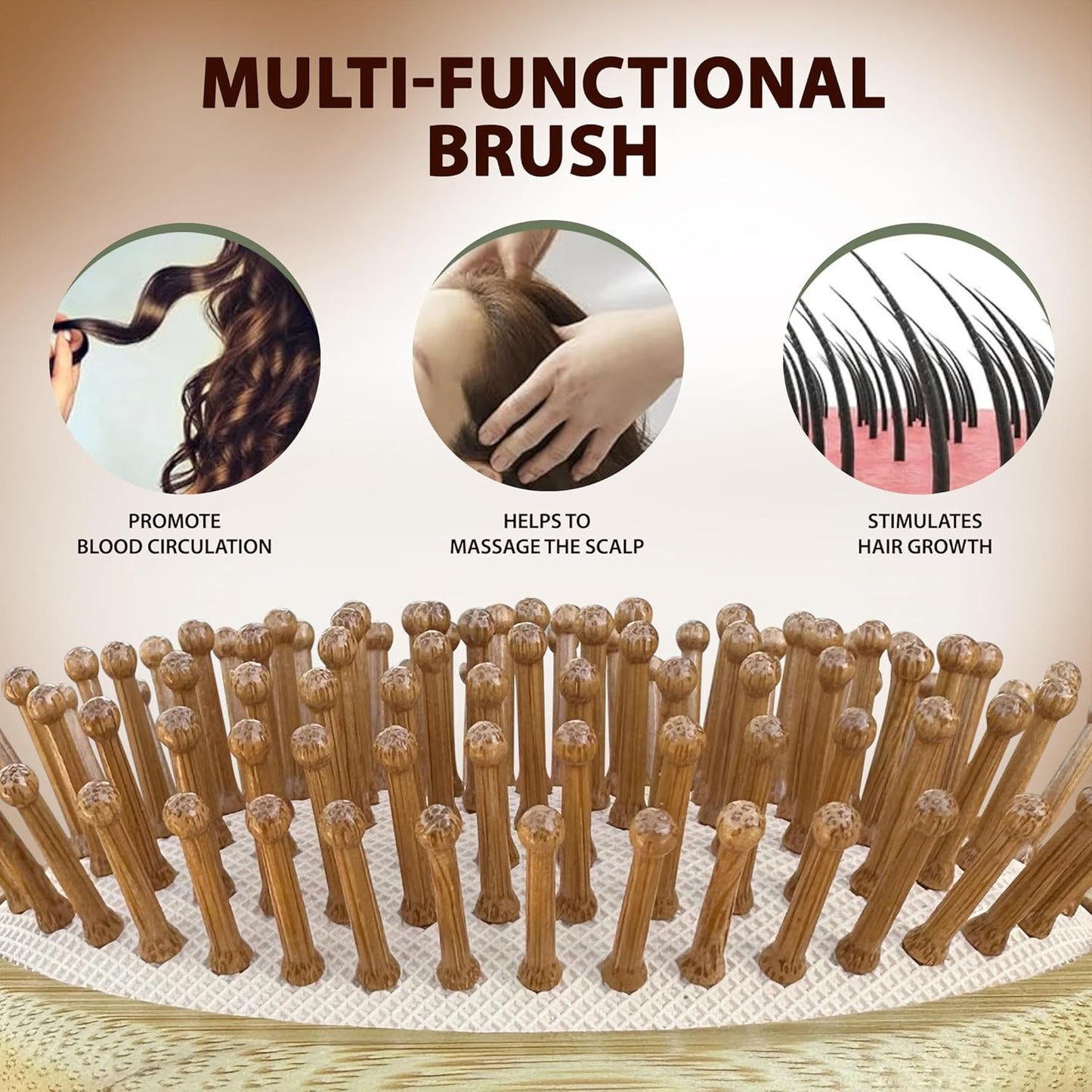Bamboo Scalp Brush & Massager Duo - Stimulate Blood Circulation, Promote Healthy Hair Growth | Eco-Friendly, Gentle Design