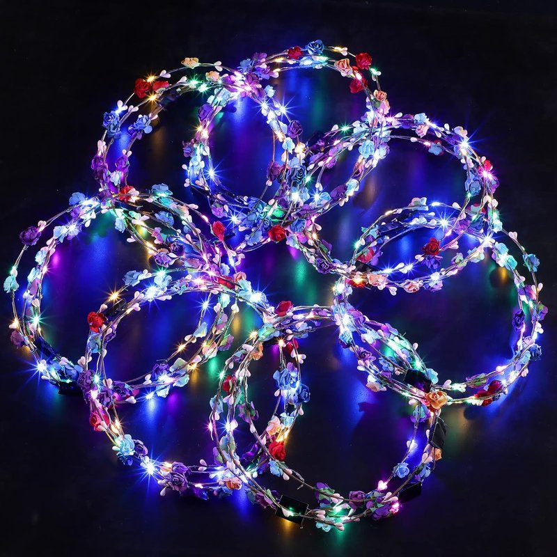 LED Flower Crown Headbands - 30 Pcs Glowing Floral Wreaths for Women | Perfect for Parties, Weddings & Cosplay