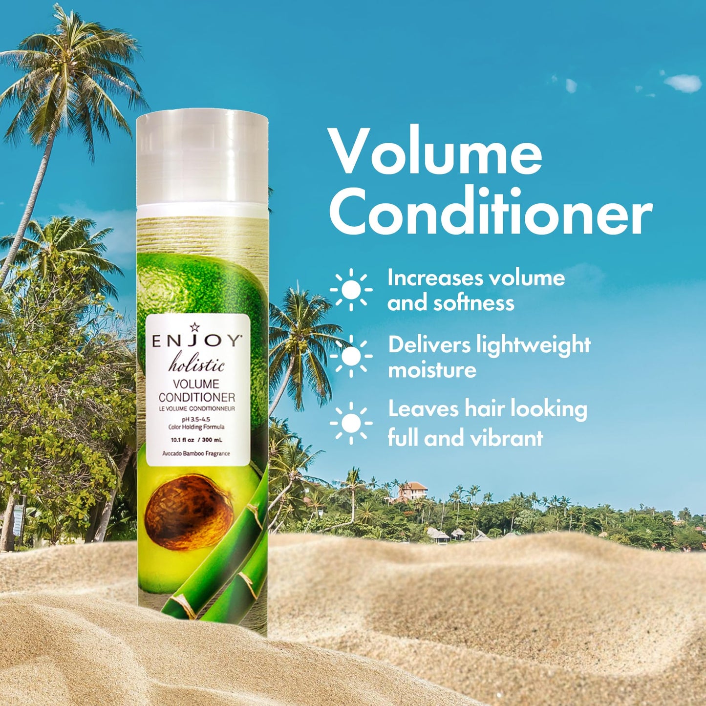 Enjoy Holistic Volume Conditioner - Lightweight Volumizing Conditioner for Fine Hair - Sulfate, Silicone & Paraben Free - Adds Body, Shine & Weightless Moisture - 10.1 Fl Oz