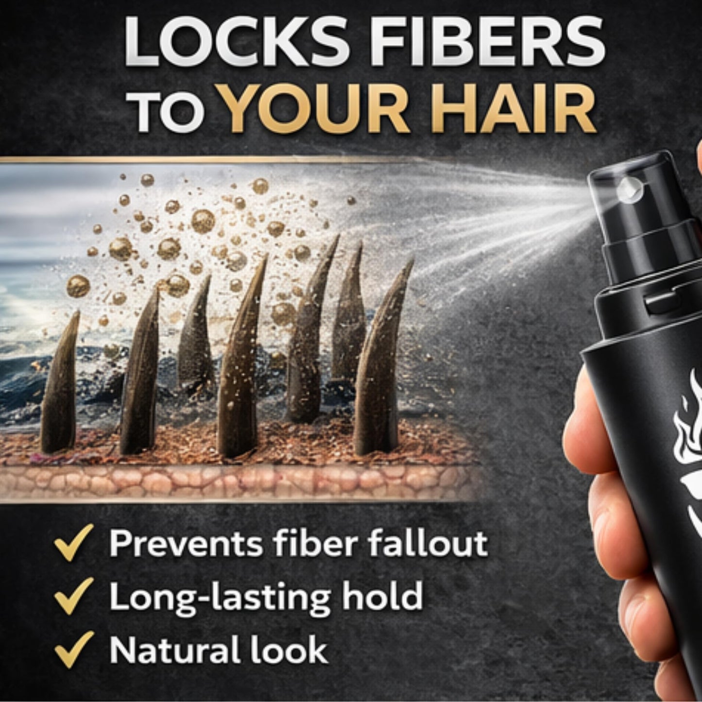 Hair Fiber Locking Spray Infused with Sea Salt & Keratin for a Longer Lasting Hair Fiber Hold | Replenishment Fiber Locking Spray for THE MAN KIT