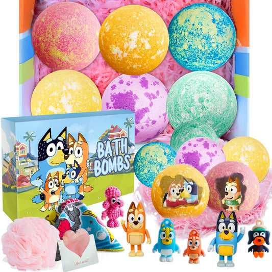 Bath Bombs for Kids: XXL Bath Bombs with Surprise Inside, Organic Bath Bombs Rich in Natural Essential Oils, Kids Bath Gift Set for Dry Skin Moisturize, Summer Party Favors for Kids (6 Pcs)