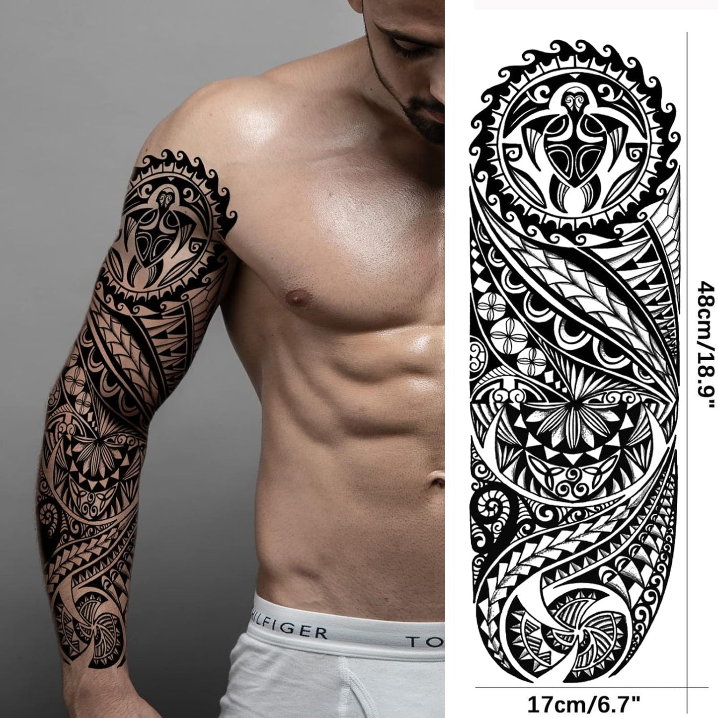 Tribal Temporary Tattoo Sleeves - Full Arm Polynesian & Maori Designs | 6-Sheet Set for Men & Women