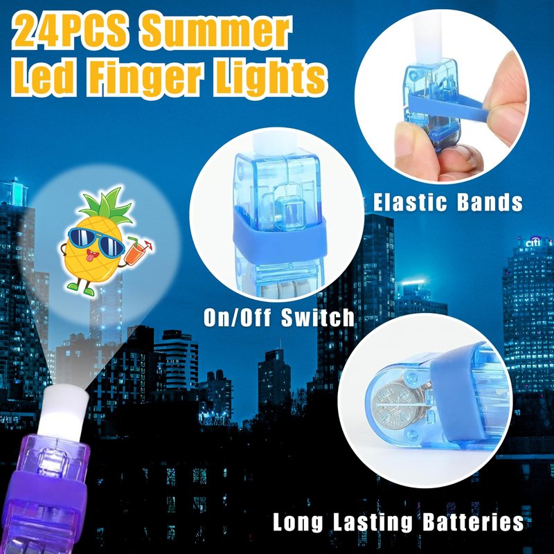 72 PCS Summer Glow in The Dark Party Favors for Kids – 48 Luminous Tattoos & 24 LED Finger Lights, Birthday Goodie Bag Fillers, Pinata Stuffers, Neon Party Supplies for Boys & Girls