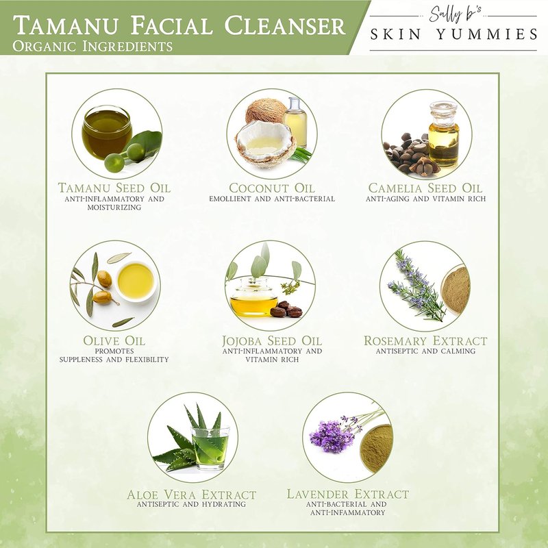Tamanu Luxury Facial Cleanser - Gentle Cleansing Milk for Sensitive Skin | EWG Verified, Redness Relief, 4oz