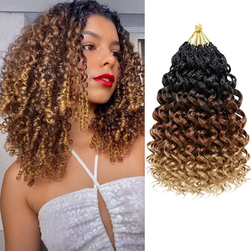 Gogo Curl Crochet Hair - 12 Inch Pre-Twisted Deep Ocean Water Wave Braids | Synthetic Hair Extensions (1B/30/27)