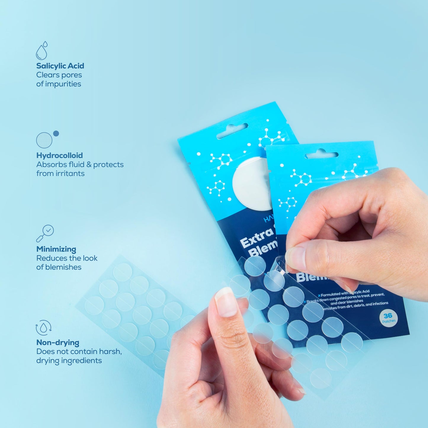 Hanhoo Soothing Extra Strength Blemish Patch, Face & Body, and T-Zone Pore Patch Bundle, 90 Total Patches with Salicylic Acid, Tea Tree, and Aloe, Blackhead and Acne Treatment