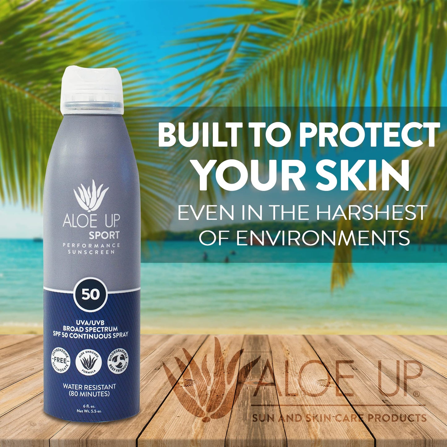 Aloe Up Sport Spray Sunscreen SPF 30 – Broad Spectrum Sunblock with Hydrating Aloe Vera Gel – Fast Absorbing, No White Cast, Reef Friendly, Water Resistant for up to 80 Minutes, Fragrance Free – 6 Oz