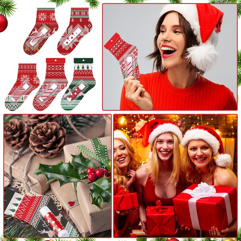 Leelosp 25 Pack Christmas Lip Balm Bulk Christmas Santa Sock Candy Peppermint Cane Scented Lip Balms Bulk Holiday Favor Gifts Xmas Party Gifts Xmas Items Stocking Stuffers for Women Men Staff Employee