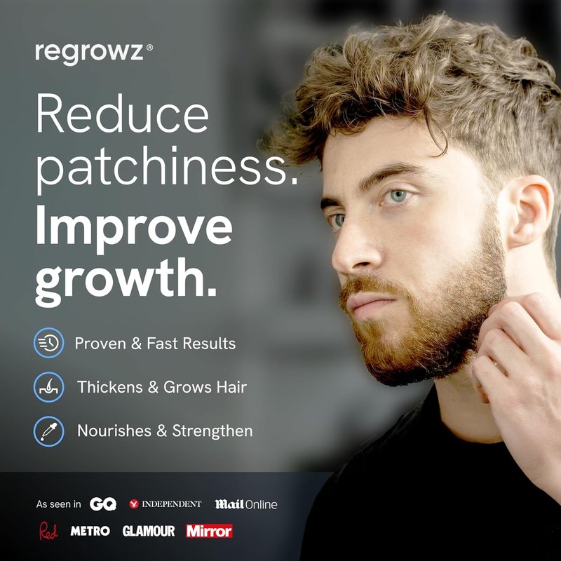 Regrowz Beard Growth Oil for Men - Natural Moisturizer with Coconut & Jojoba Oil | 1 Fl Oz, Pack of 3