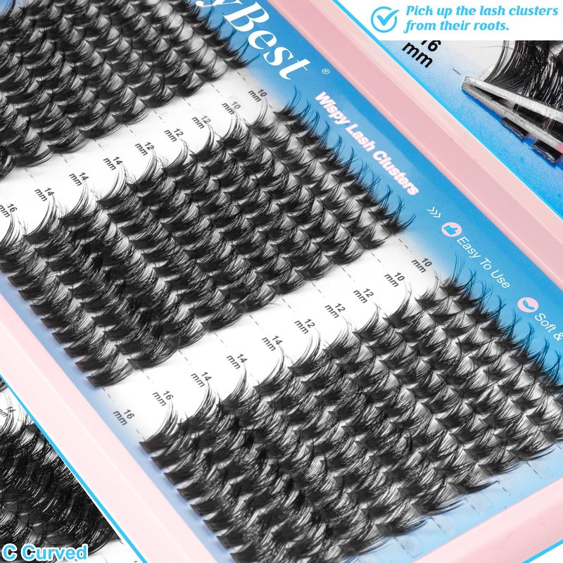 MilyBest Manga Lash Clusters Kit Spiky Anime Cluster Eyelash Extensions 150Pcs CC Curl Wispy Lash Extension Kit 10-16mm DIY Cosplay Doll Individual Lashes Clusters Natural Look