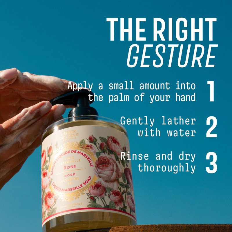 Panier des Sens Rose Hand Soap - Premium Liquid Soap for Kitchen and Bathroom – French Savon de Marseille, Natural Hand Wash (97% Ingredients), Gentle & Moisturizing, 16.9 fl oz