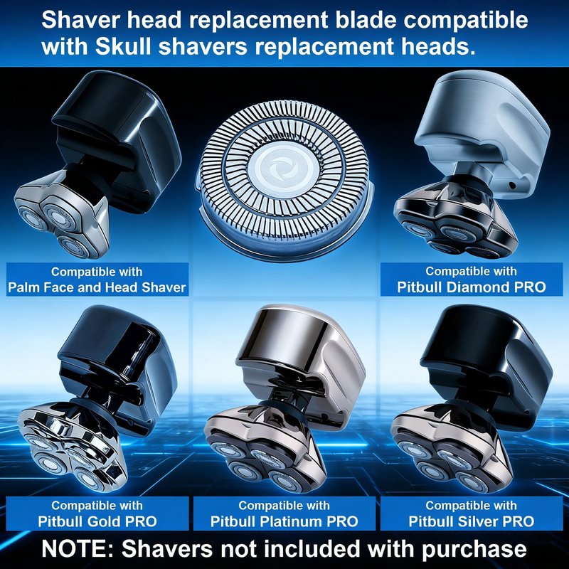 12Pcs Shaver Replacement Blades, Compatible with Skull Pitbull Shaver Gold/Silver/Platinum PRO, Super Close Shaving Heads.