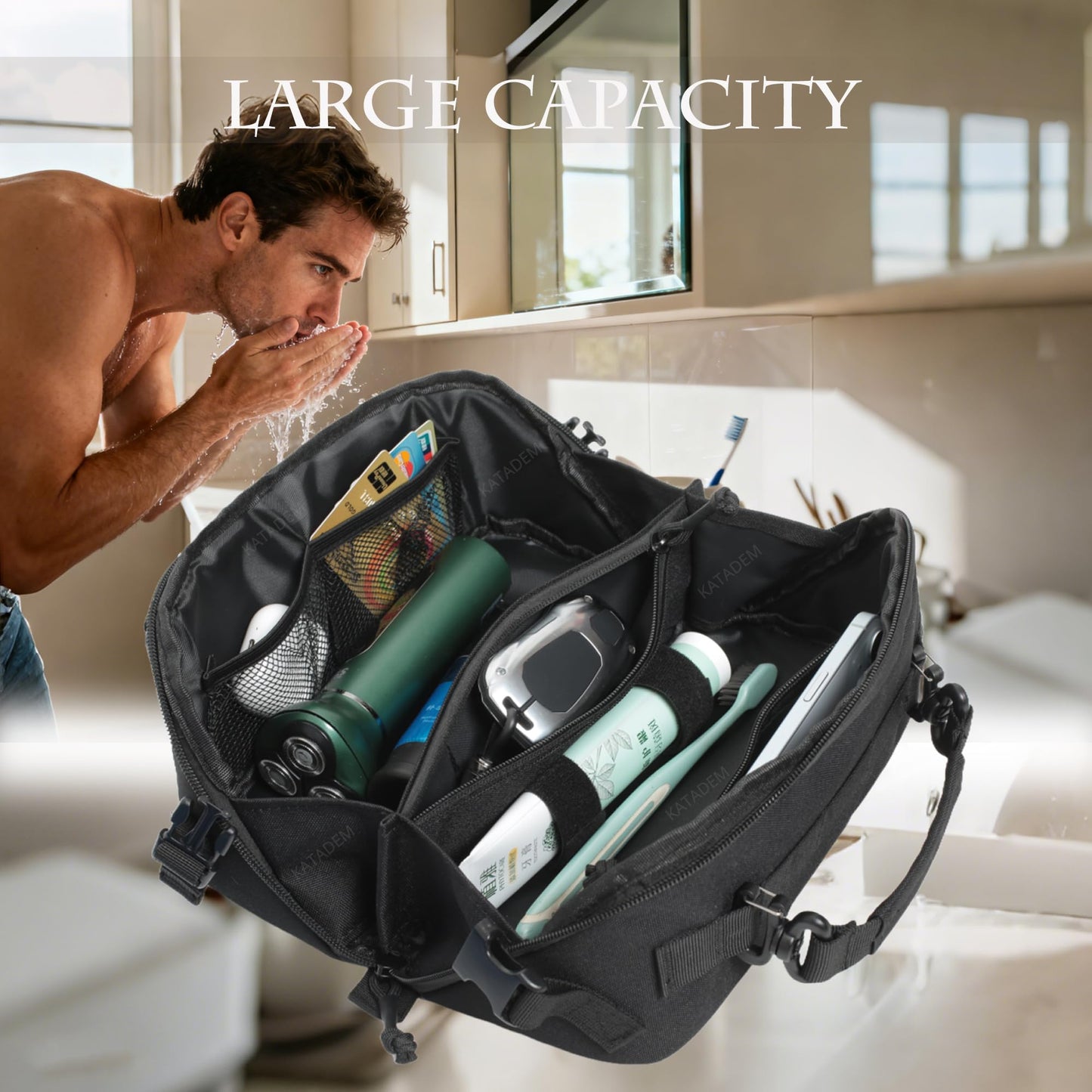 Katadem Tactical Pouch for Men with Wide Open Design - Travel Toiletry Organizer Tactical Storage Organizer for Gadget Gear,Admin Pouch EDC Military Tool Molle Pouches