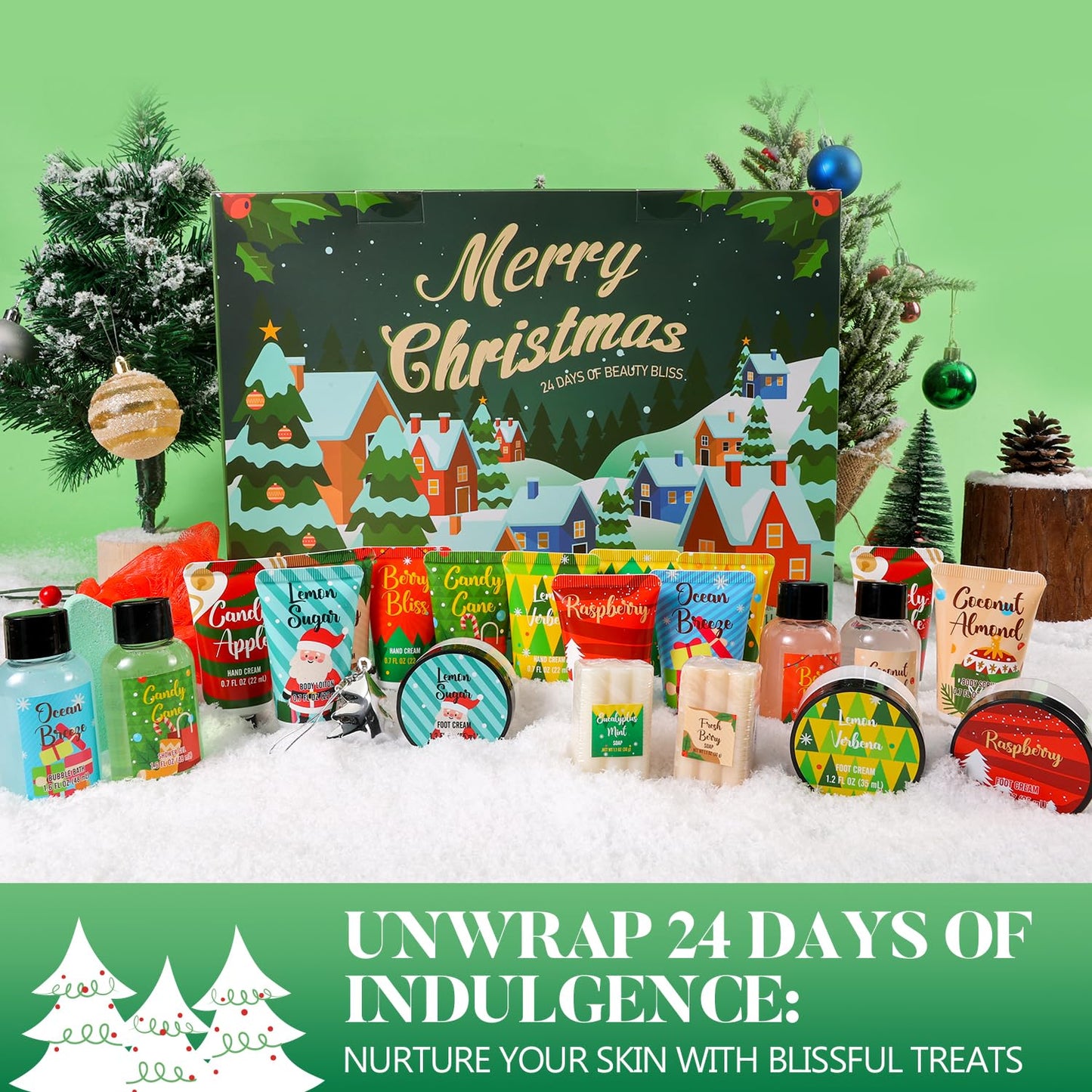 Advent Calendar 2025 Women Christmas Hand Cream Gifts Sets, 24 Days Skincare Advent Calendar for Teen Girls Xmas Countdown Calendar, 24pcs Spa Gift Set Bubble Bath, Shower Gel, Body Lotion Scrub etcs