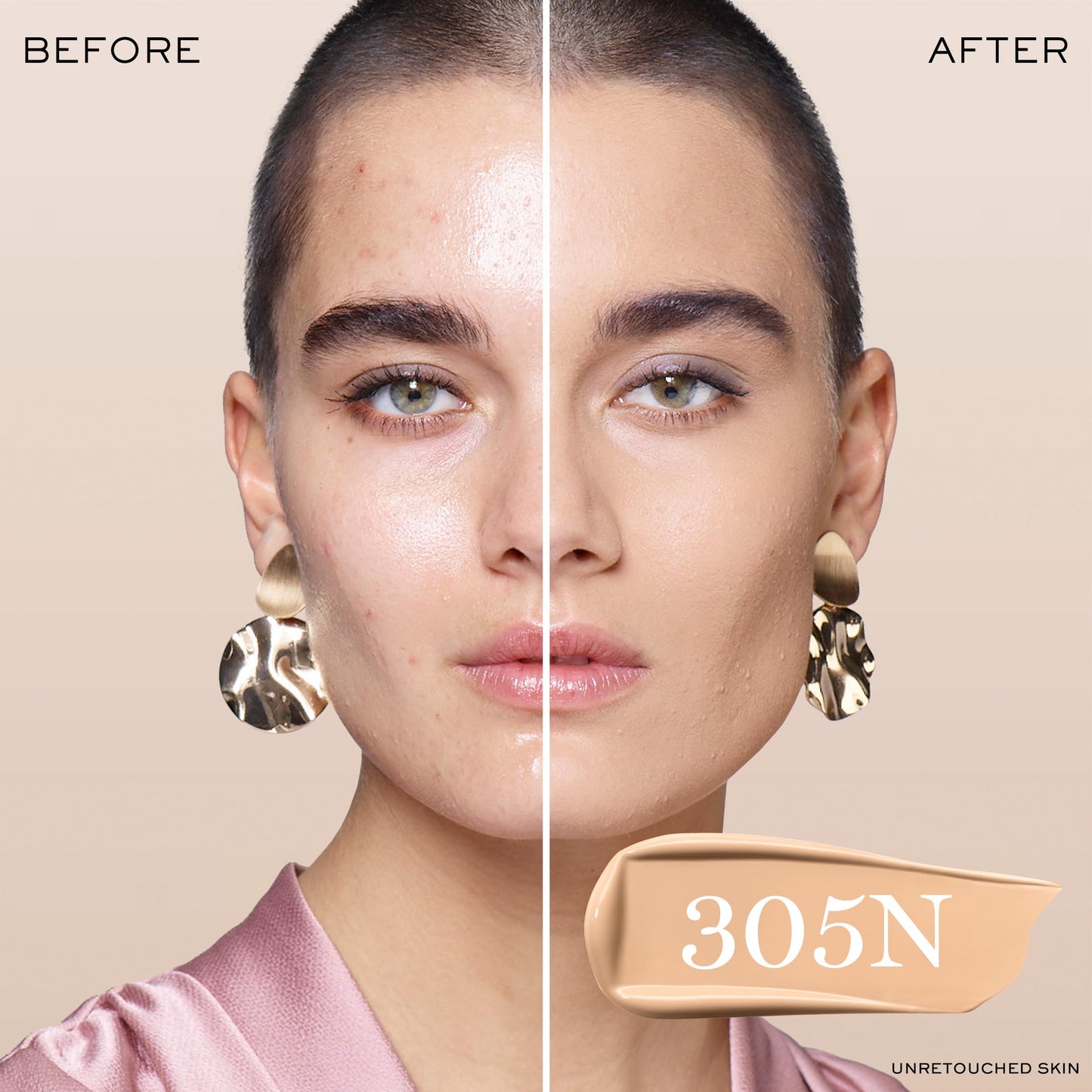 Lancôme Teint Idole Ultra Wear Natural Matte Foundation- Longwear, Medium-Full Coverage, Natural Finish, Waterproof & Hydrating - 305N (Medium Skin with Neutral/Peachy Undertones), 1 Fl Oz