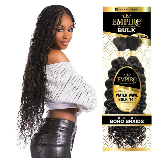 Sensationnel Empire Bulk Braiding – Water Wave Human Hair Braids for Knotless Boho Box or Curly Loosewave Styles 1 pack (14 inch, 350 COPPERRED)