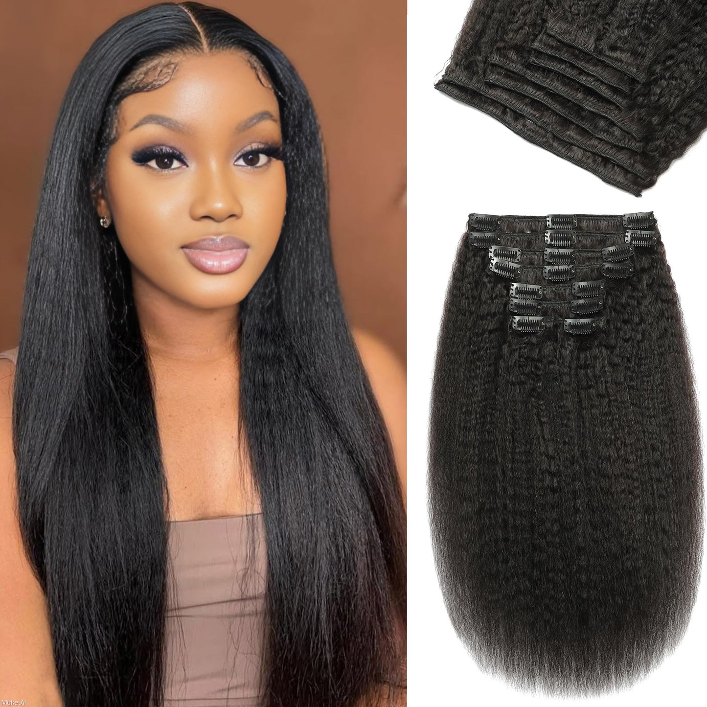 Clip in Hair Extensions Chocolate Brown 100% Human Hair Straight Hair Extensions Clip in Extensions Real Human Hair Chocolate Brown Color #4 Hair Clip ins for Women 14 Inch 8pcs 120g