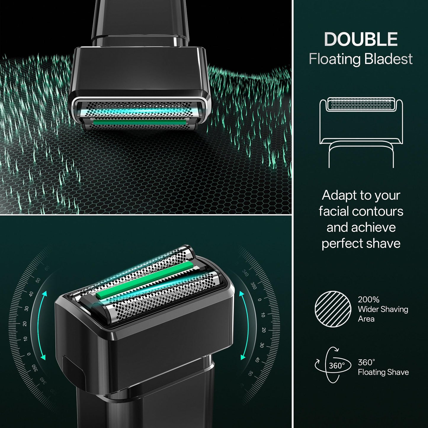 Electric Razor for Men Face,2 Adjustable Speeds Foil Shavers for Men for Beard/Face Beard Trimmer Waterproof Wet & Dry with 3 Floating Blade LED Display USB-C Fast Rechargeable for Travel Home