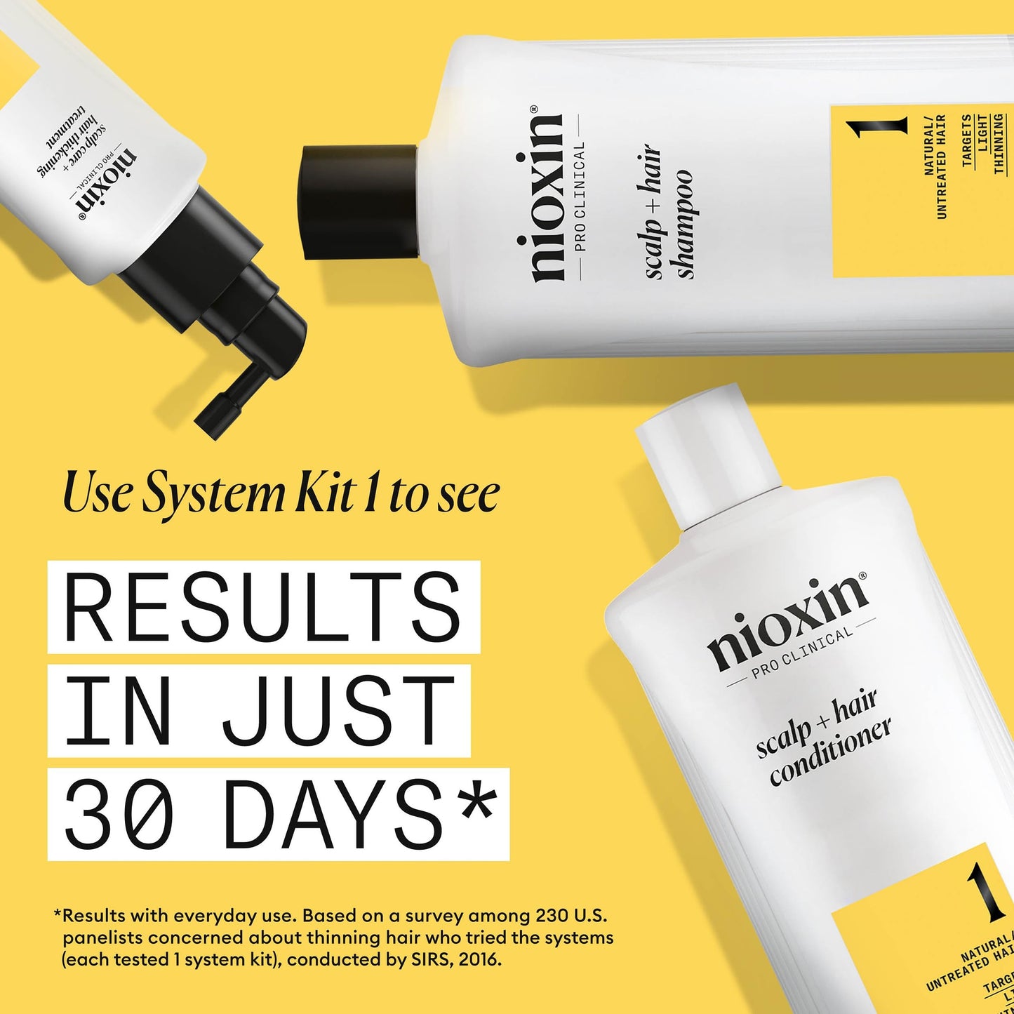 Nioxin System 1 Shampoo & Conditioner Prepack | For Natural or Untreated Hair with Light Thinning | With Niacinamide and Biotin | Pumps Included | 33.8 Fl oz.