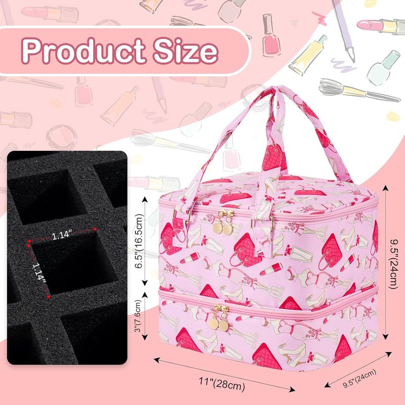 Lipstick Nail Polish Organizer Bag - Holds 42 Bottles | Perfect for Teen Girls & Nail Techs