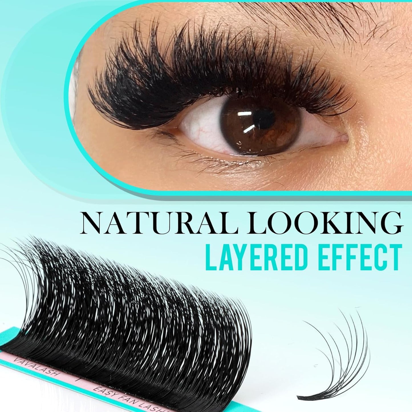 Easy Fan Lash Extensions - 3D Effect Self Fanning Eyelash Extensions | Automatic Blooming Camellia, 0.03-C, 8-15mm