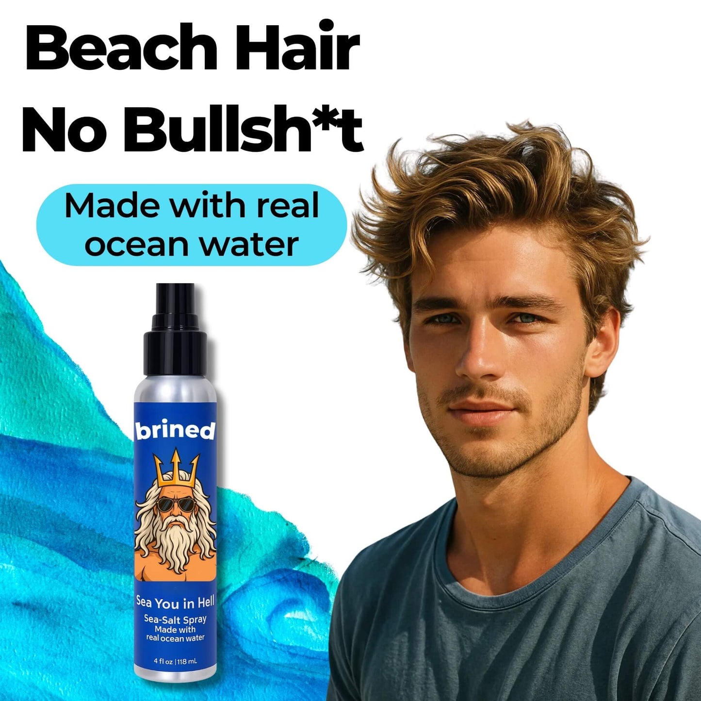 Brined Sea Salt Spray for Hair Men & Women | Real Ocean Water Texturizing Spray | Beach Hair, Waves, Volume & Matte Finish | Aloe, Kelp & Vitamin B5 | Sulfate-Free, Paraben-Free | 4oz