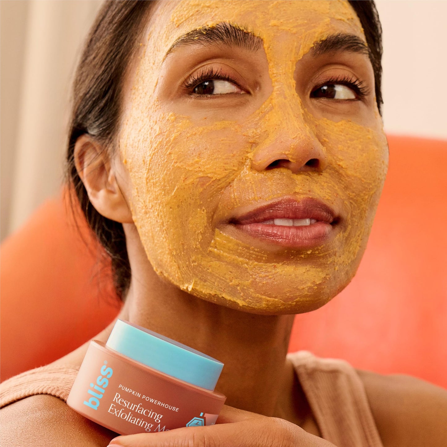 Bliss Pumpkin Powerhouse & Resurfacing Enzyme Mask - 10% AHA Pumpkin Blend with Prebiotics and Hyaluronic Acid for Smooth, Glowing Skin - Vegan, Clean, Cruelty-Free (1.7 Oz)