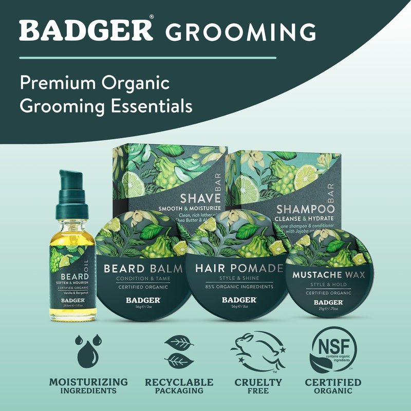 Badger Hair Pomade for Men, Organic, Easy to Use, Subtle Masculine Scent, Medium Hold Hair Pomade with Medium Shine Finish, Nourishes Hair & Scalp 2 oz Tin, 2-Pack