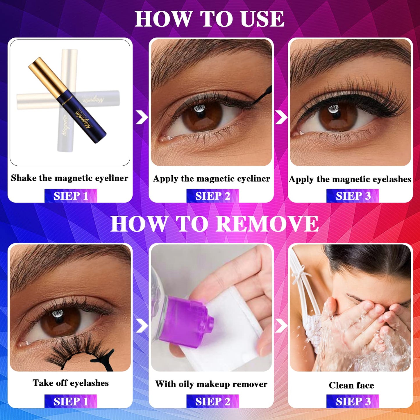 AkesuLash Eyelashes Magnetic Lashes with Eyeliner,10 Pairs Reusable Full Volume Cat Eye Magnetic Eyelash kit with Applicator - Upgraded Long Lasting,Natural Looking,- Easy Magnetized Eyelash