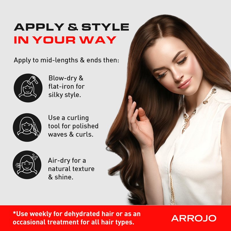 Arrojo Shine Luxe Hair Oil, 1.7 fl oz - Cruelty-Free, Paraben-Free Sulfate-Free Leave-In Oil with Vitamin B5, Jojoba & Sweet Almond – Intense Hydration & Heat Protectant for All Hair Types