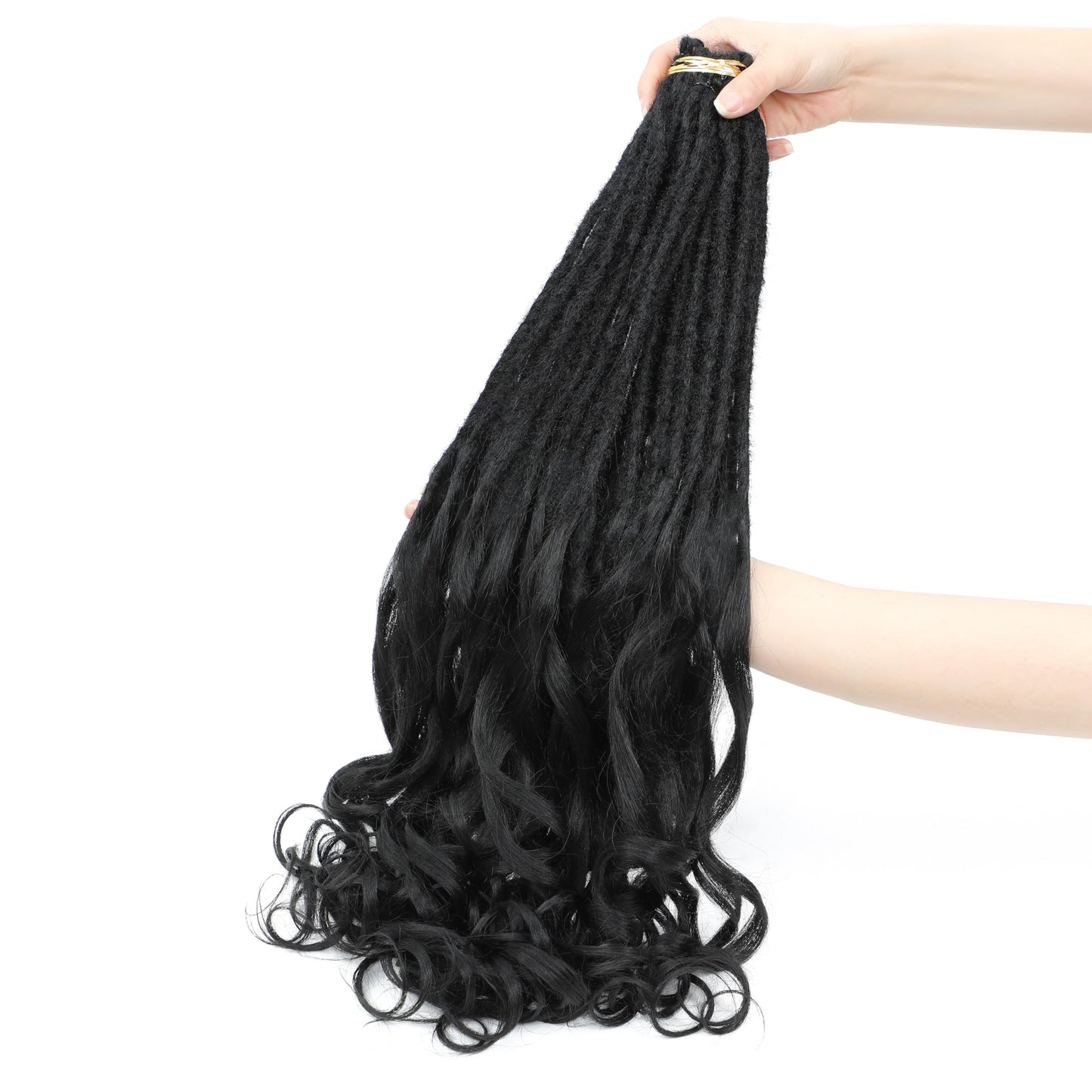 Aguacor Loose Wave Dreadlocks Synthetic French Curly Single Ended Dreadlock Extensions 24inches 50 Strands Thin Soft Spanish Curly SE Dreadlock Extensions for Women (50 Strands, 27/613)