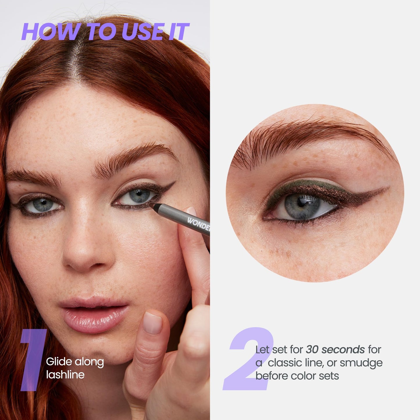 Wonderskin 1440 Eyeliner (Liquorice), Waterproof and Smudge Proof with Brow Stain & Go Masque (Blonde) for Long Lasting Brow Tint