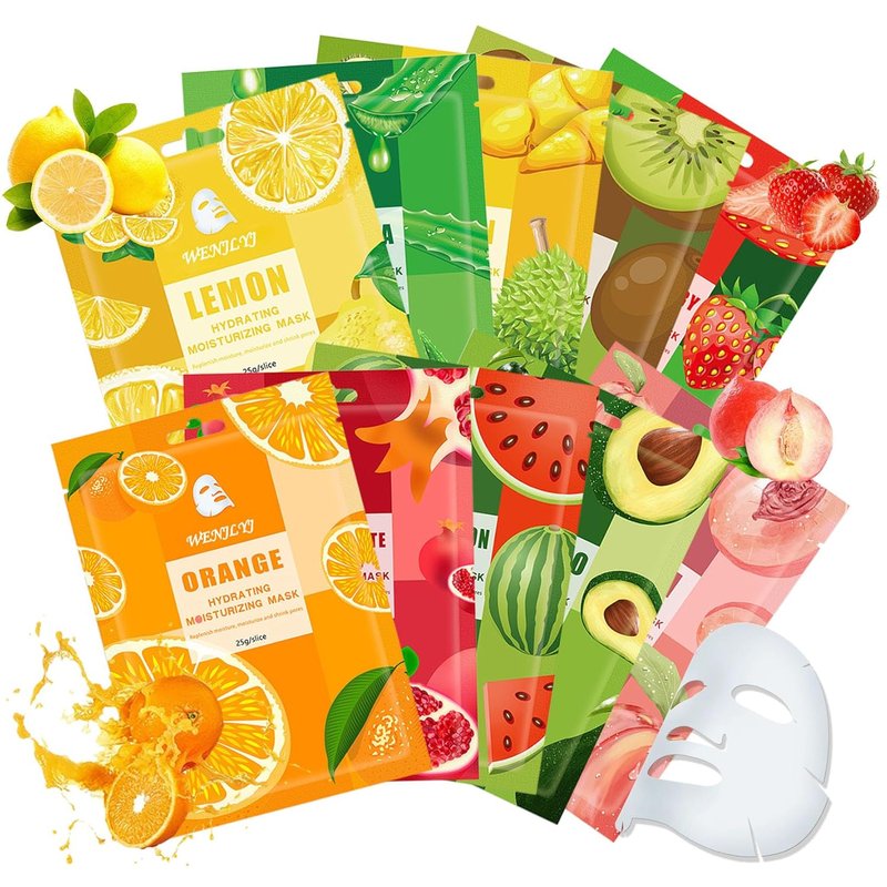 10 Combo Face Sheet Masks - Hydrating Skincare Set for Women & Men | Moisturizing Facial Mask Gift Kit
