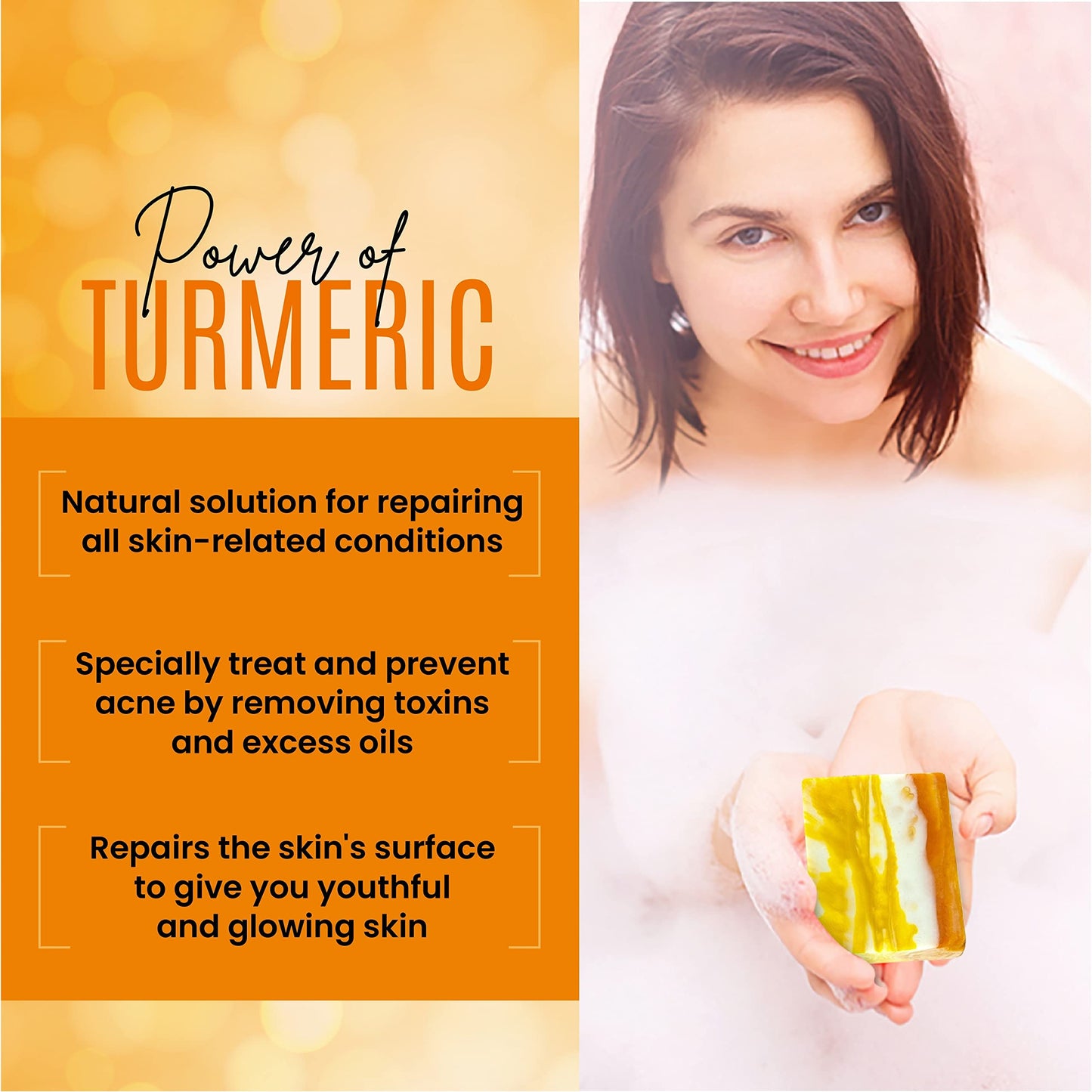 DERMAXGEN Organic Turmeric Soap Bar for Face & Body – Pure Turmeric Soap Bar for Acne, Scars, Uneven Tone, Blemish Control, Sun Damage & Age Spots – Handcrafted Skincare (Pack of 4)