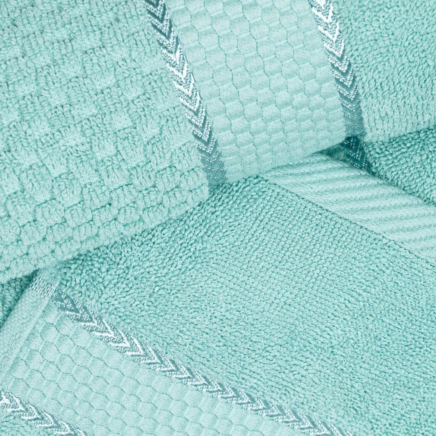 Ample Decor 100% Cotton Washcloths 12x12 Inches, Popcorn Textured, Soft & Absorbent, Quick Dry, Set of 10, Mint Green