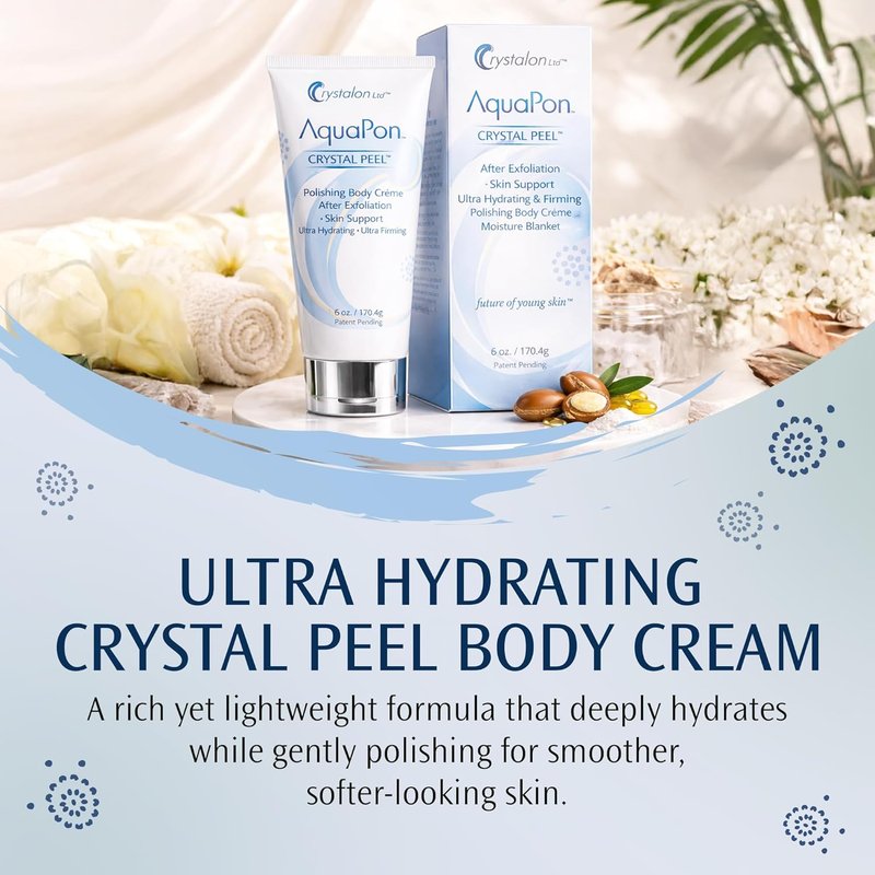 Hydrating Body Cream - Crystal Peel Moisturizer for Dry Skin | 6 Fl Oz, Sensitive Skin Safe