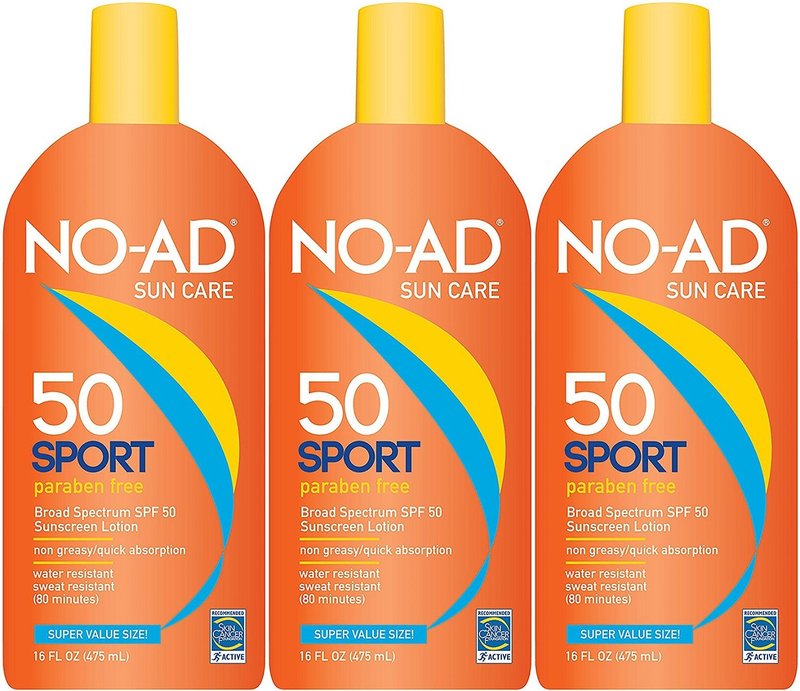 NO-AD Sport Sunscreen Lotion SPF 50 -- 16 fl oz (Pack of 3)