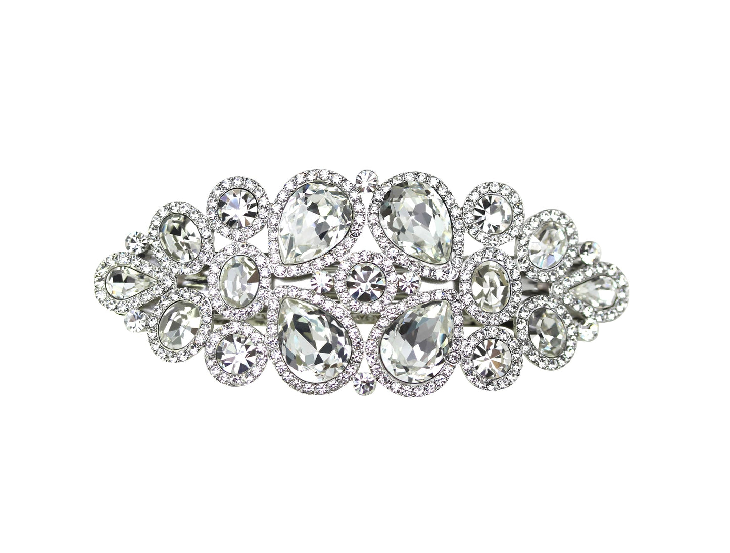 Faship Gorgeous Clear Rhinestone Crystal Floral Hair Barrette Clip