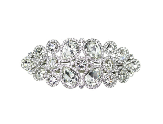 Faship Gorgeous Clear Rhinestone Crystal Floral Hair Barrette Clip