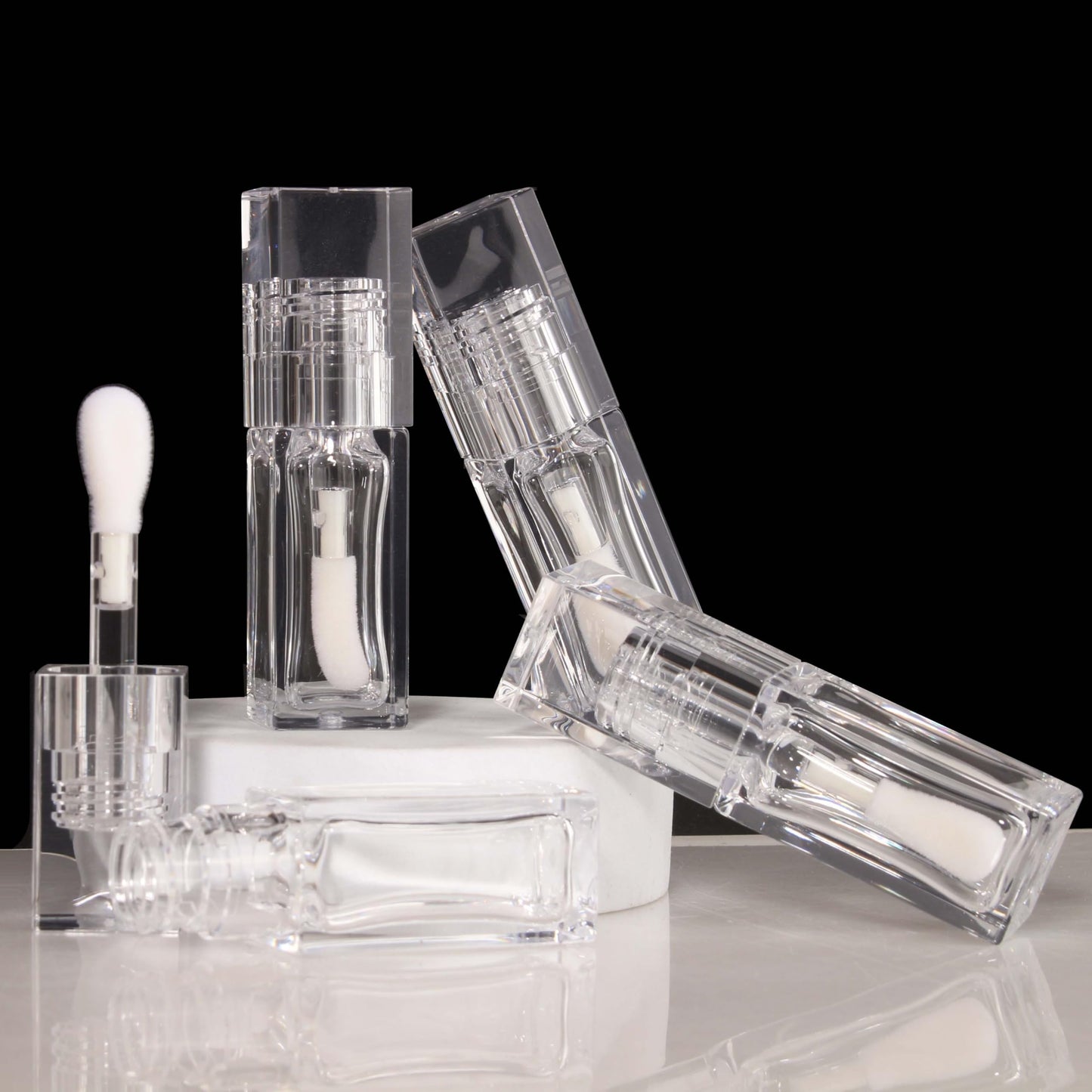 COSIDEA 18pcs Empty 6ml Square Clear PETG lip gloss tubes big deo foot wand lipgloss tube container for lip oil
