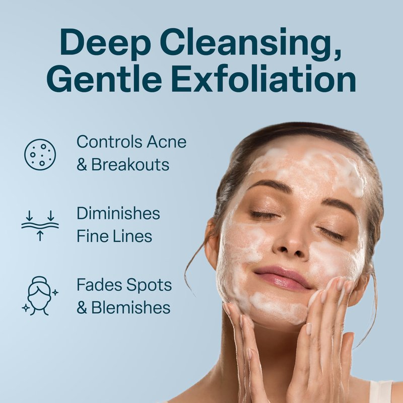 QRxLabs 5% Glycolic Acid Gel Cleanser - Exfoliating AHA Facial Cleanser for Smoother-Looking Skin, Oil Control & Pore Care, Body Safe - Helps with Razor Bumps & Ingrown Hairs - Daily Use - 6 Fl Oz