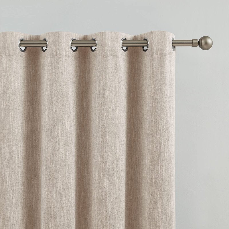 Melodieux Elegant Cotton Room Darkening Blackout Curtains for Living Room Bedroom Thermal Insulated Grommet Drapes, 52 by 84 Inch, Beige (1 Panel)