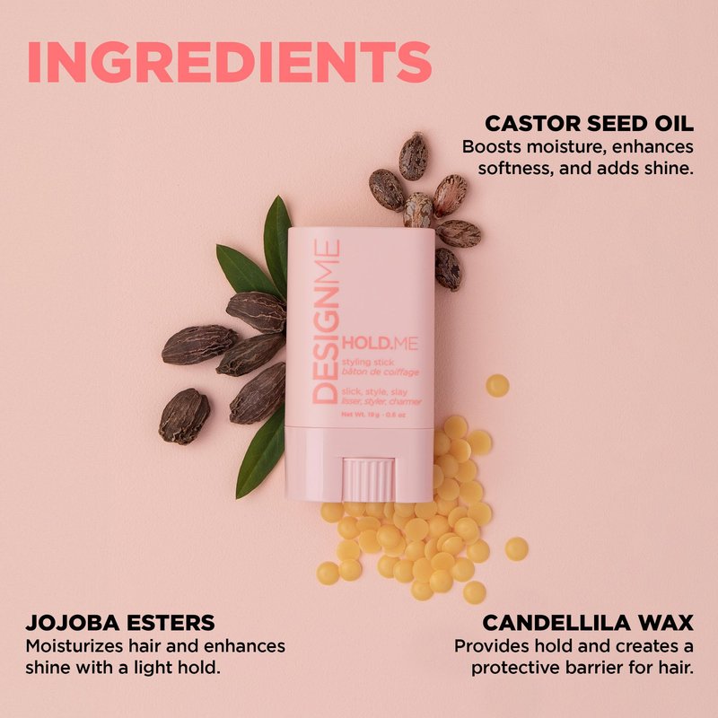 Design.Me HOLD.ME Styling Stick | Vegan Hair Wax Stick for Women | Controls Frizz, Tame Flyaways & Smooths Hair | With Long-Lasting Hold