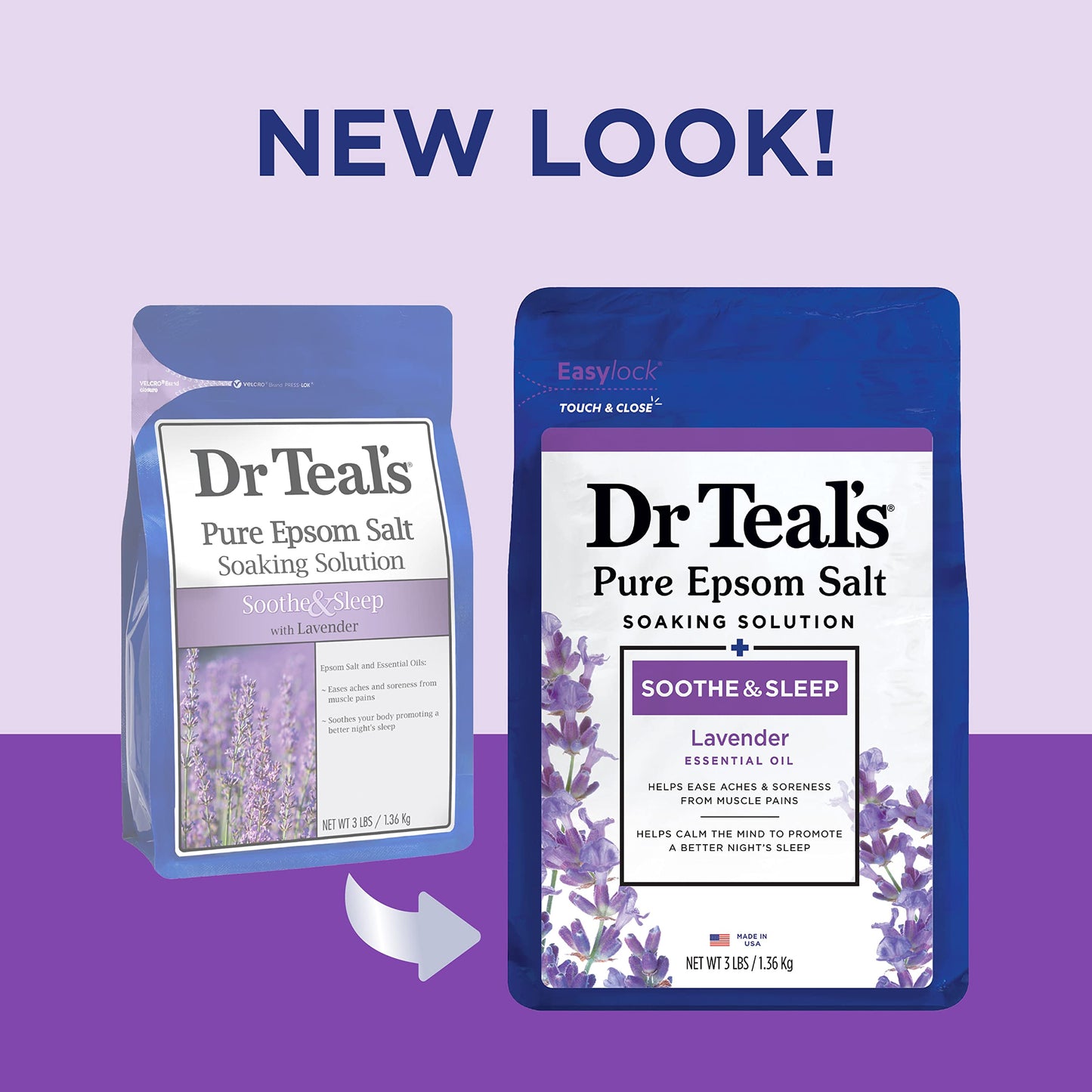 Dr Teal's Foaming Bath & Epsom Salt Soak, Lavender Scent, Soothe & Sleep, 34 fl oz & 3 lbs