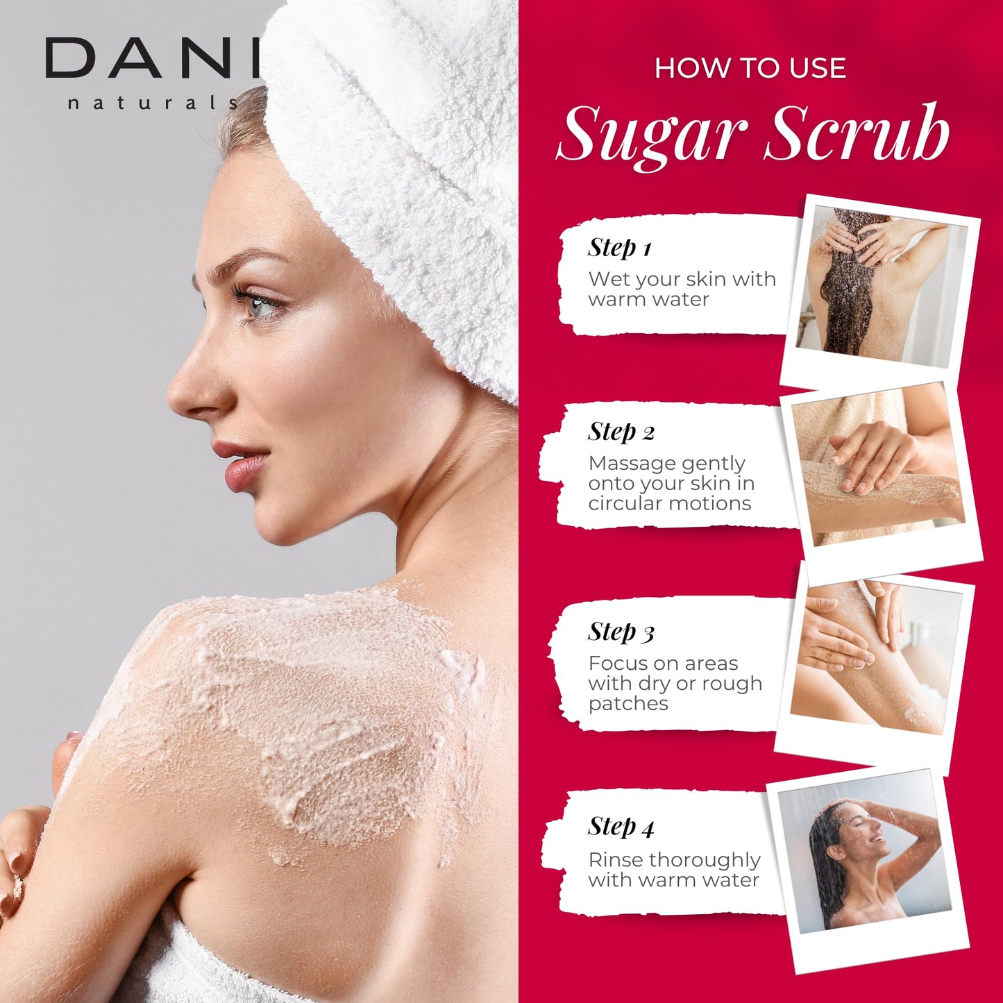 DANI Naturals Citrus Rose Gentle Exfoliating Sugar Scrub, Vegan, 14oz