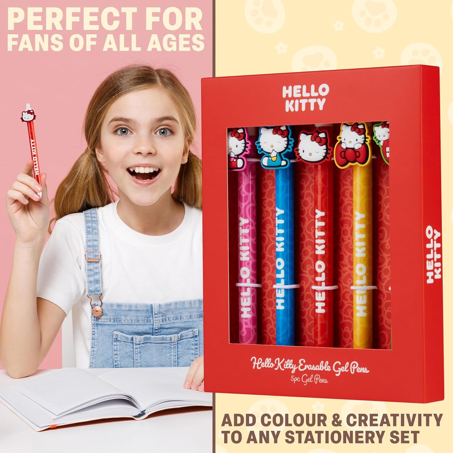 Hello Kitty Erasable Gel Ink Pens Set - 5 Cute Writing Pens for Kids | Kawaii Journaling Supplies