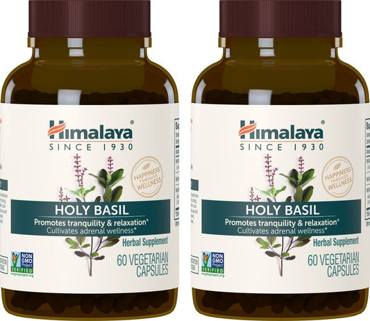 Himalaya Holy Basil Capsules-Herbal Adrenal Support for Stress Relief, Reduce Cortisol, Relaxation, Energy Support and Occasional Sleeplessness - Vegan, Non-GMO, Gluten Free, 720 mg, 120 Capsules